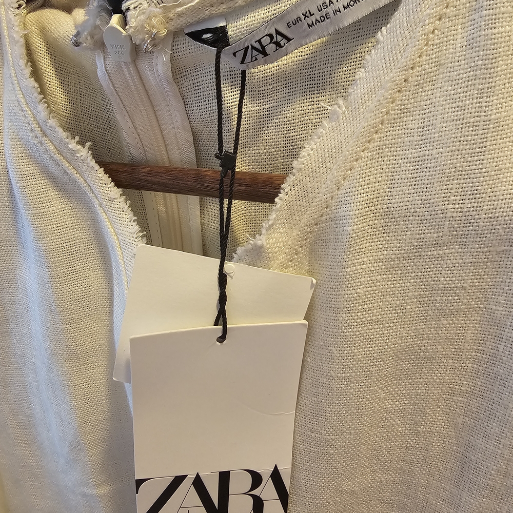 Zara Cream Textured Dress - Picture 5 of 9